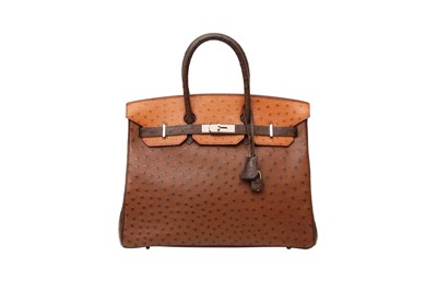 Lot 263 - Hermes Brown Tricolor Ostrich Birkin 35