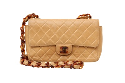 Lot 293 - Chanel Beige Resin Medium Single Flap Bag