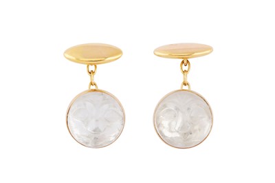 Lot 115 - A PAIR OF MOONSTONE CUFFLINKS