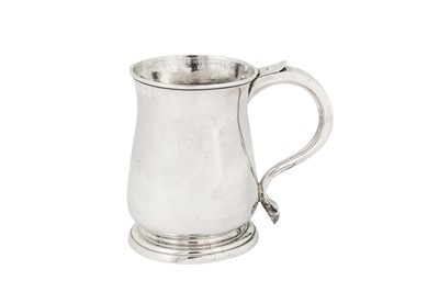 Lot 412 - A George II provincial sterling silver pint mug, Exeter 1747 by Thomas Blake (c.1697-1770), the handle marked for Philip Elston (d.1755)