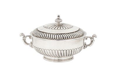 Lot 292 - A George V Britannia standard silver covered twin handled sugar bowl, London 1911 by Lionel Alfred Crichton
