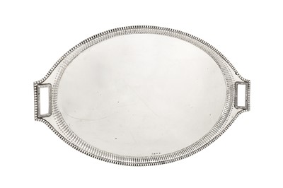 Lot 187 - An Alexander I early 19th century Russian 84 zolotnik twin handled tray, Moscow 1823 by ФH