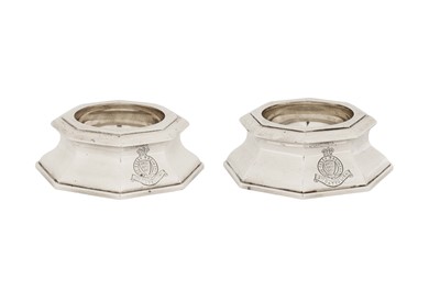 Lot 355 - A large pair of Victorian sterling silver trencher salts, London 1893 by John Aldwinckle and Thomas Slater