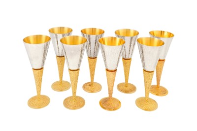 Lot 260 - A set of eight Elizabeth II modernist parcel gilt sterling silver goblets, London 1968 by Stuart Devlin (1931-2018)