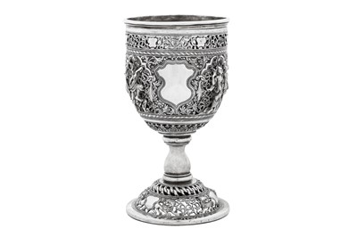 Lot 125 - A late 19th / early 20th century Burmese silver standing cup or goblet, probably Rangoon circa 1900