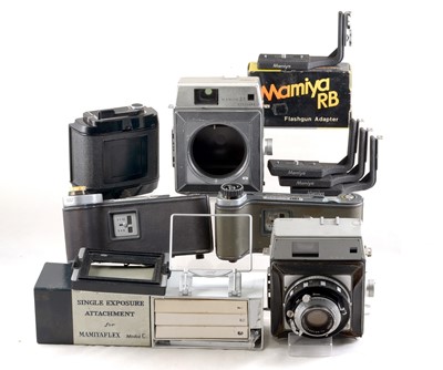 Lot 143 - Mamiya RB67 Pro S Film Back & Other Medium Format Parts.