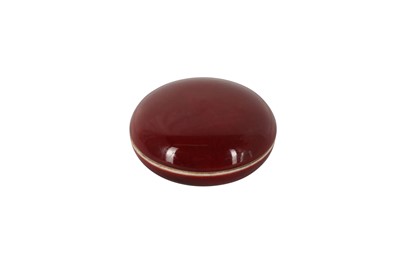 Lot 172 - A CHINESE COPPER RED-GLAZED CIRCULAR BOX AND COVER, 20TH CENTURY