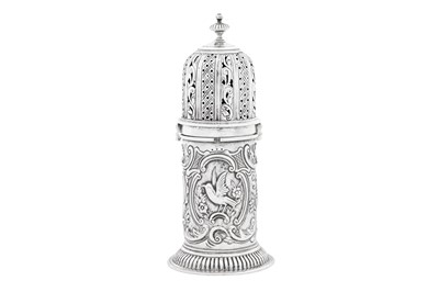 Lot 322 - A Victorian Scottish sterling silver sugar caster, Edinburgh 1894 by John Crichton and Co