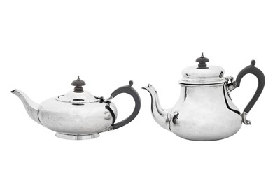 Lot 300 - Two George V sterling silver teapot, one London 1928 by Asprey and Co
