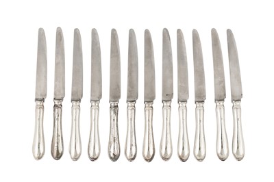 Lot 221 - A set of twelve Elizabeth II sterling silver table knives, Sheffield 1973 by DJS