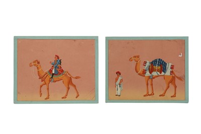 Lot 469 - TWO MICA PAINTINGS WITH CAMELS AND THEIR RIDERS