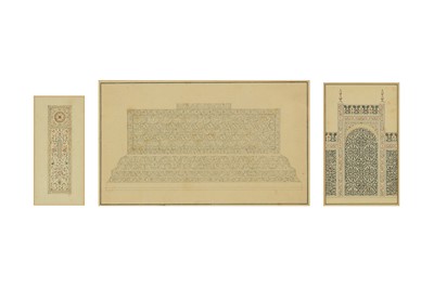 Lot 473 - THREE COMPANY SCHOOL ARCHITECTURAL PAINTINGS OF THE MUGHAL EMPERORS AKBAR AND SHAH JAHAN'S TOMBS