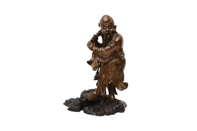 Lot 859 - A CHINESE FUZHOU (FOOCHOW) LACQUER FIGURE OF SHOU LAO