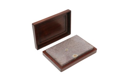 Lot 582 - A CHINESE DUAN INKSTONE AND HARDWOOD BOX