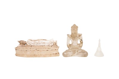 Lot 681 - THREE ROCK CRYSTAL CARVINGS