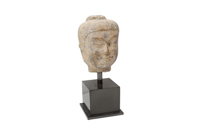 Lot 95 - A CHINESE CARVED MARBLE HEAD OF BUDDHA