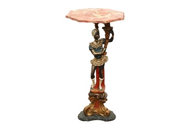 Lot 77 - A PAINTED WOODEN BLACKAMOOR OCCASIONAL TABLE