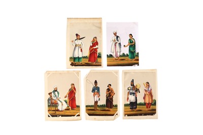 Lot 470 - FIVE MICA PAINTINGS OF INDIAN COUPLES