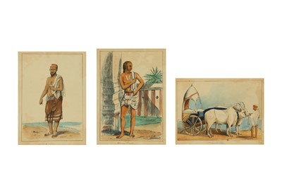 Lot 247 - THREE COMPANY SCHOOL-STYLE PORTRAITS OF INDIAN VILLAGE MEN