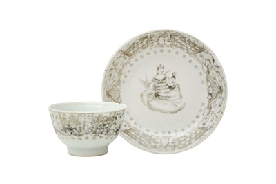 Lot 23 - A CHINESE EXPORT EN-GRISAILLE CUP AND SAUCER