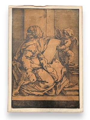 Lot 321 - Coriolano (Bartolomeo) & Reni (Guido, after) Sybil holding a Tablet with a Winged Putto to the Right
