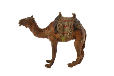 Lot 258 - A MINIATURE COLD-PAINTED BRONZE CAMEL FIGURE
