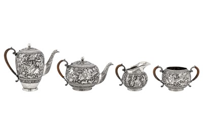 Lot 394 - A MID-20TH CENTURY PERSIAN (IRANIAN) SILVER FOUR-PIECE TEA AND COFFEE SERVICE