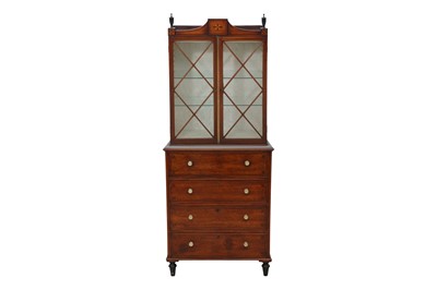 Lot 514 - A GEORGE III MAHOGANY SECRETAIRE BOOKCASE