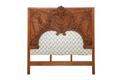 Lot 515 - A RELIEF CARVED OAK PANEL HEADBOARD