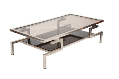 Lot 345 - UNKNOWN (ITALIAN); A GLASS AND CHROME TWO TIERED COFFEE TABLE