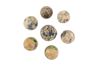 Lot 285 - SEVEN EARLY ISLAMIC MOSAIC GLASS BEADS