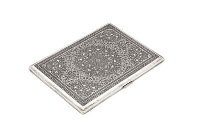 Lot 382 - A MID-20TH CENTURY PERSIAN (IRANIAN) SILVER CIGARETTE CASE