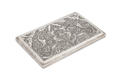 Lot 387 - A LARGE MID-20TH CENTURY PERSIAN (IRANIAN) SILVER CIGARETTE CASE