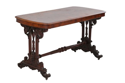 Lot 558 - A VICTORIAN WALNUT STRETCHER TABLE