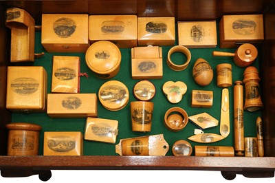 Lot 545 - A PAIR OF BIJOUTERIE TABLES WITH AN EXTENSIVE COLLECTION OF MAUCHLINE WARE
