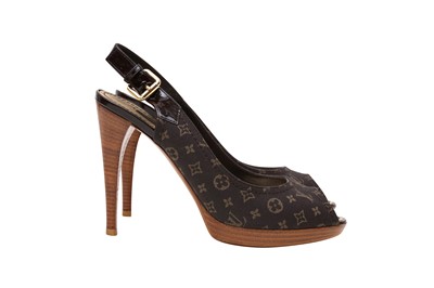 Lot 282 - Louis Vuitton Monogram Sling Back Heeled Pump - Size 37
