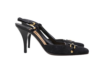 Lot 289 - Louis Vuitton Black Monogram Sling Back Heeled Pump - Size 38