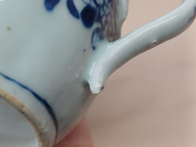 Lot 447 - A CHINESE BLUE AND WHITE DISH, BOWL AND A SAUCE BOAT