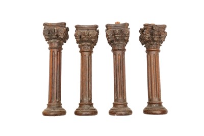 Lot 536 - A SET OF EIGHT CARVED OAK COLUMNS