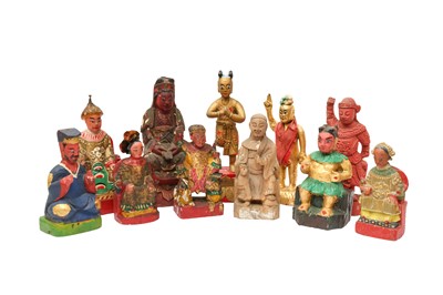 Lot 863 - ELEVEN CHINESE WOOD FIGURES