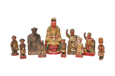 Lot 864 - TEN CHINESE LACQUERED WOOD FIGURES