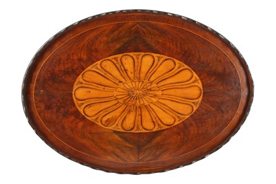 Lot 566 - A GEORGE III SHERATON REVIVAL OVAL TRAY