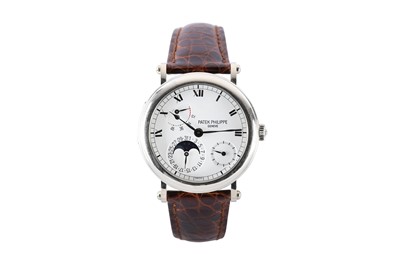 Lot 3 - A GENTS 18K WHITE GOLD PATEK PHILIPPE COMPLICATION