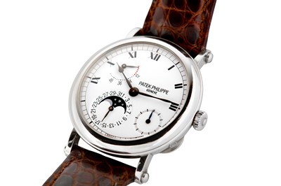 Lot 3 - A GENTS 18K WHITE GOLD PATEK PHILIPPE COMPLICATION