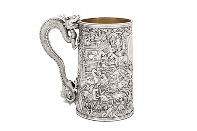 Lot 163 - Penang interest – A rare mid-19th century Chinese export silver mug, Canton dated 1869 by Shan, mark of Khecheong