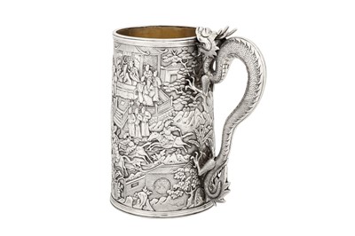 Lot 163 - Penang interest – A rare mid-19th century Chinese export silver mug, Canton dated 1869 by Shan, mark of Khecheong