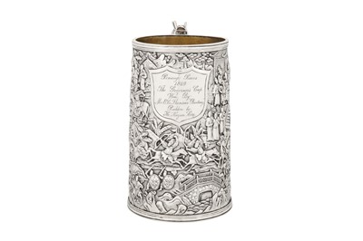 Lot 163 - Penang interest – A rare mid-19th century Chinese export silver mug, Canton dated 1869 by Shan, mark of Khecheong