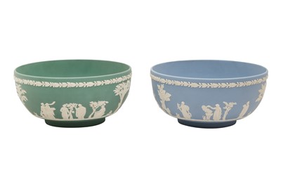 Lot 117 - TWO WEDGWOOD JASPERWARE SACRIFICE PATTERN FRUIT BOWLS, 20TH CENTURY