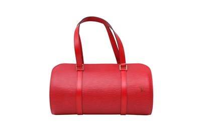 Lot 336 - Louis Vuitton Castilian Red Epi Soufflot Barrel Bag