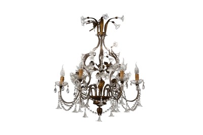 Lot 574 - A CONTEMPORARY GILT METAL CAGE FORM CHANDELIER
